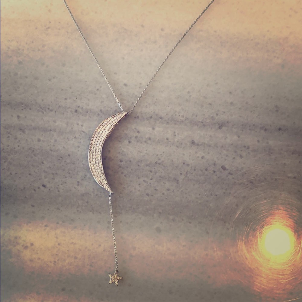 .925 silver, crescent moon & star necklace